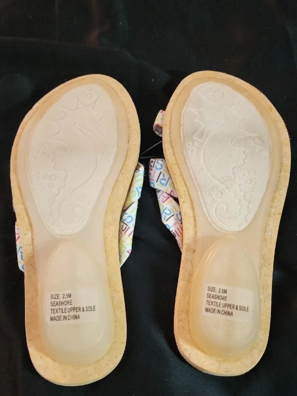 Esprit Multicolor Logo Bow Cork Flip Sandals - White Base 3 Sizes Available